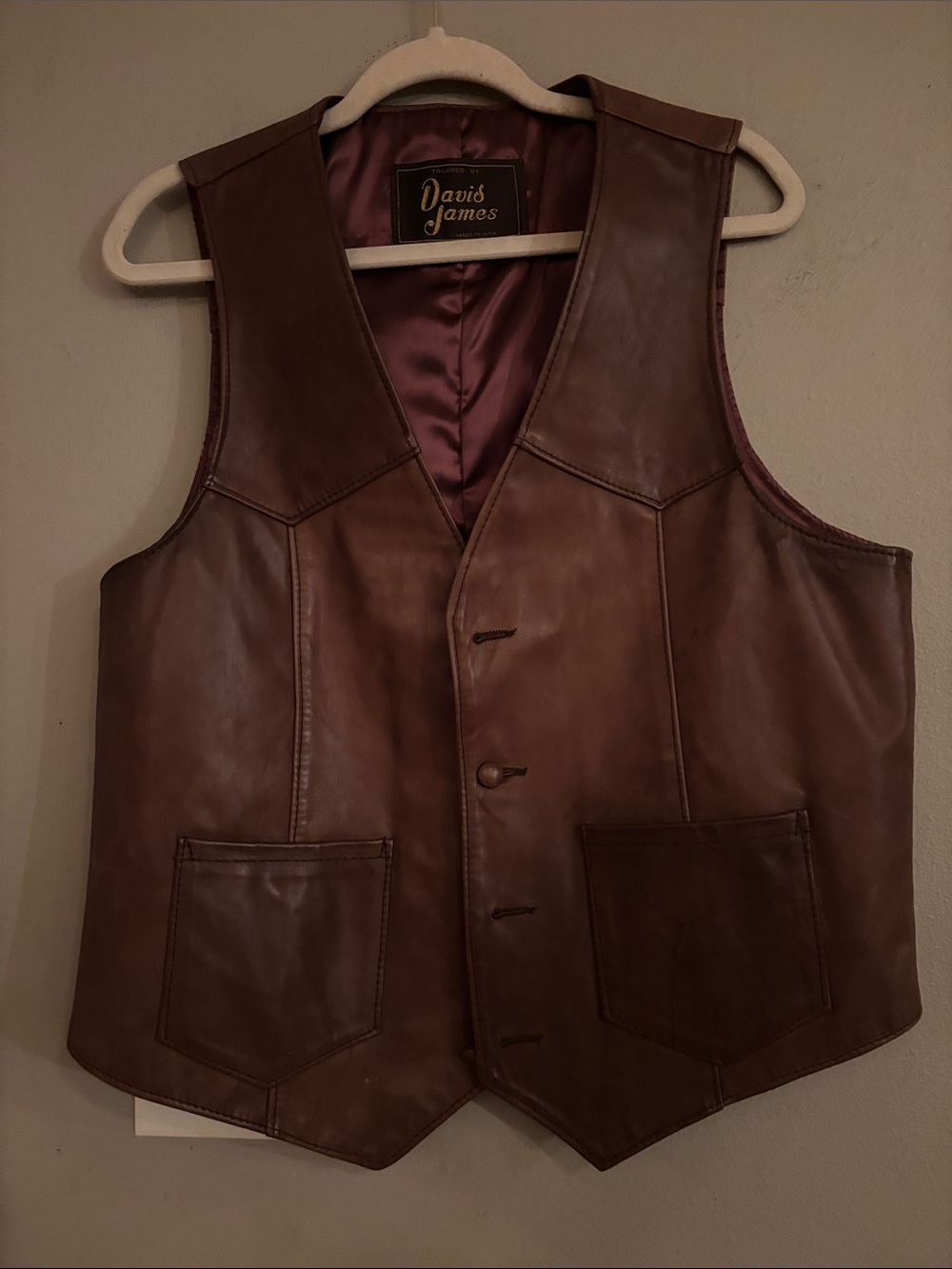 David James vtg  Leather Vest - Men’s Classic Western Style